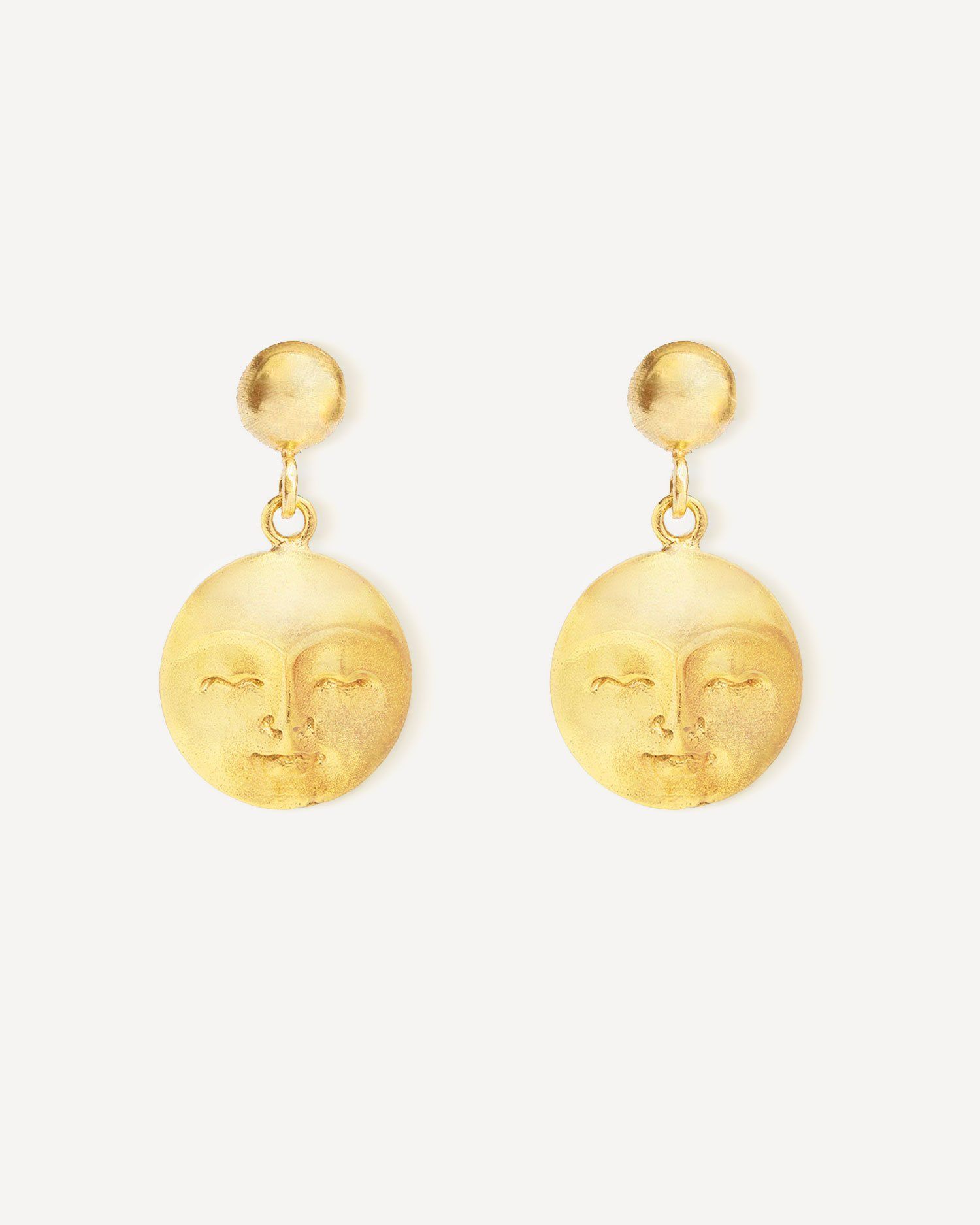 Moon Face Gold Drop Earrings | Sustainable Jewellery by Ottoman Hands