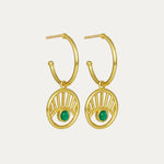 Occhio Eye Hoop Earrings with Green Crystals | Sustainable Jewellery by Ottoman Hands