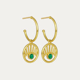 Occhio Eye Hoop Earrings with Green Crystals | Sustainable Jewellery by Ottoman Hands
