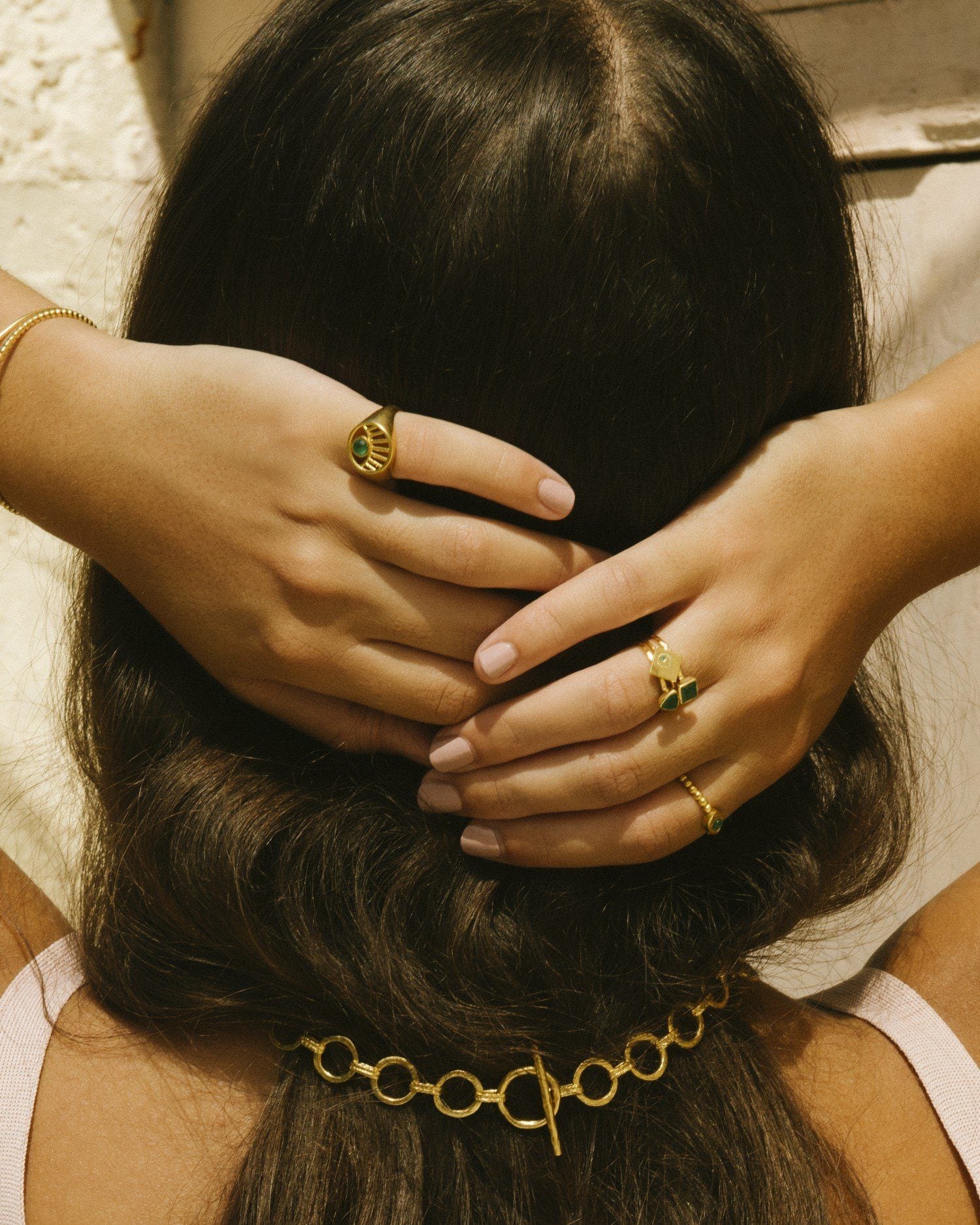 Occhio Eye Stacking Ring with Green Crystal | Sustainable Jewellery by Ottoman Hands