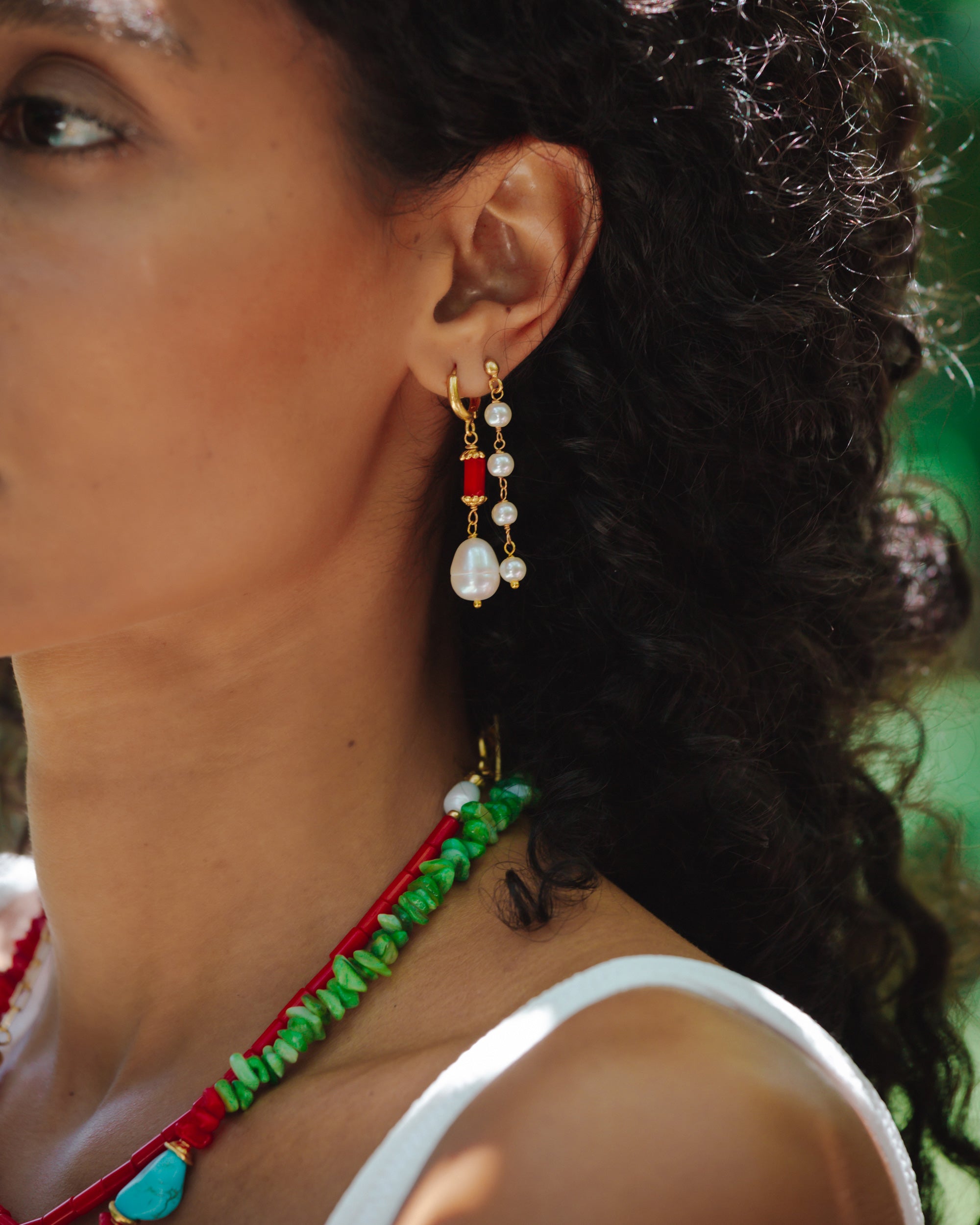 Scarlett Pearl Drop Huggie Earrings | Sustainable Jewellery by Ottoman Hands
