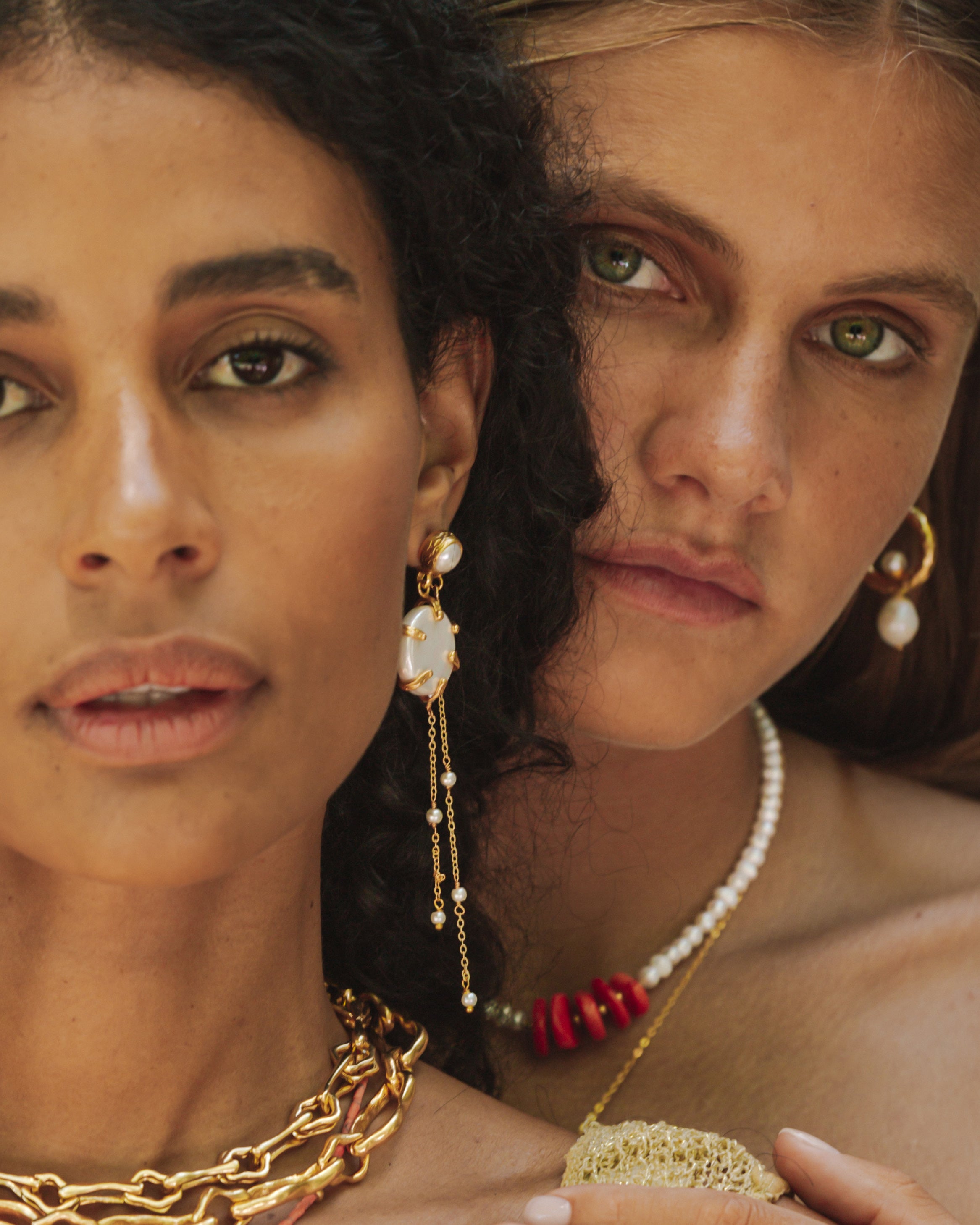 Lola Pearl Chain Drop Huggie Earrings | Sustainable Jewellery by Ottoman Hands