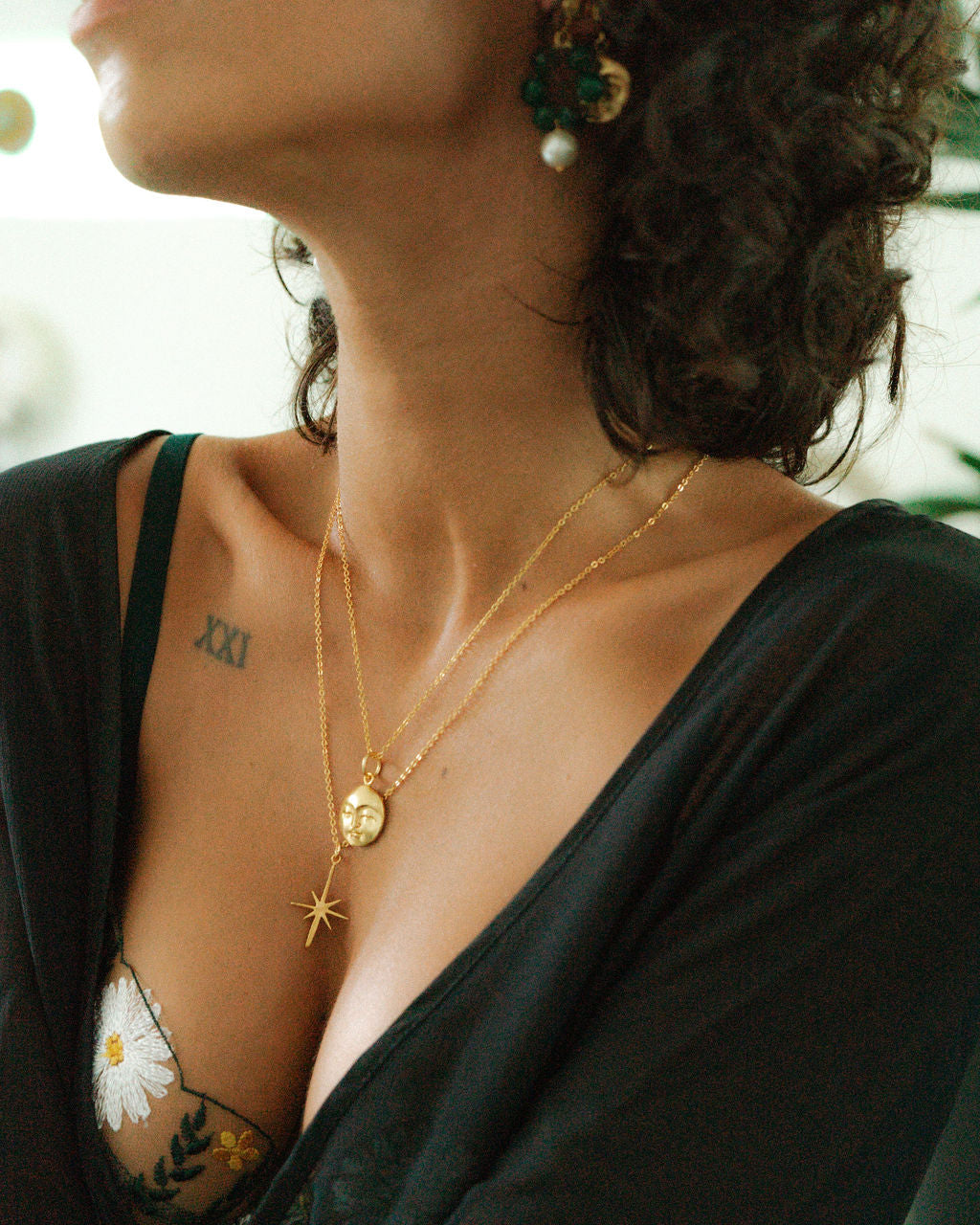 Moon Face Gold Pendant Necklace | Sustainable Jewellery by Ottoman Hands