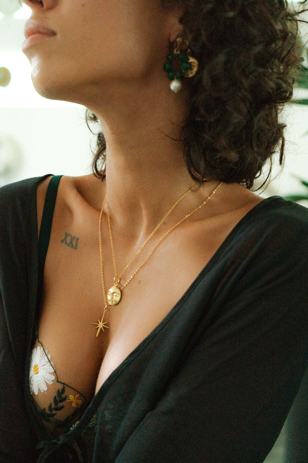 Moon Face Gold Pendant Necklace | Sustainable Jewellery by Ottoman Hands