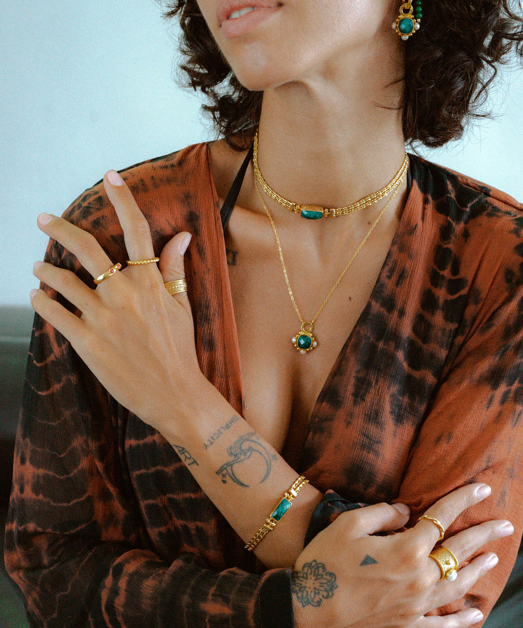 Esther Emerald and Pearl Pendant Necklace | Sustainable Jewellery by Ottoman Hands