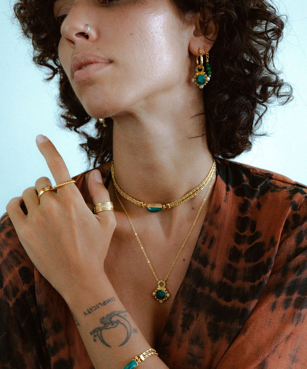 Esther Emerald and Pearl Drop Hoop Earrings | Sustainable Jewellery by Ottoman Hands