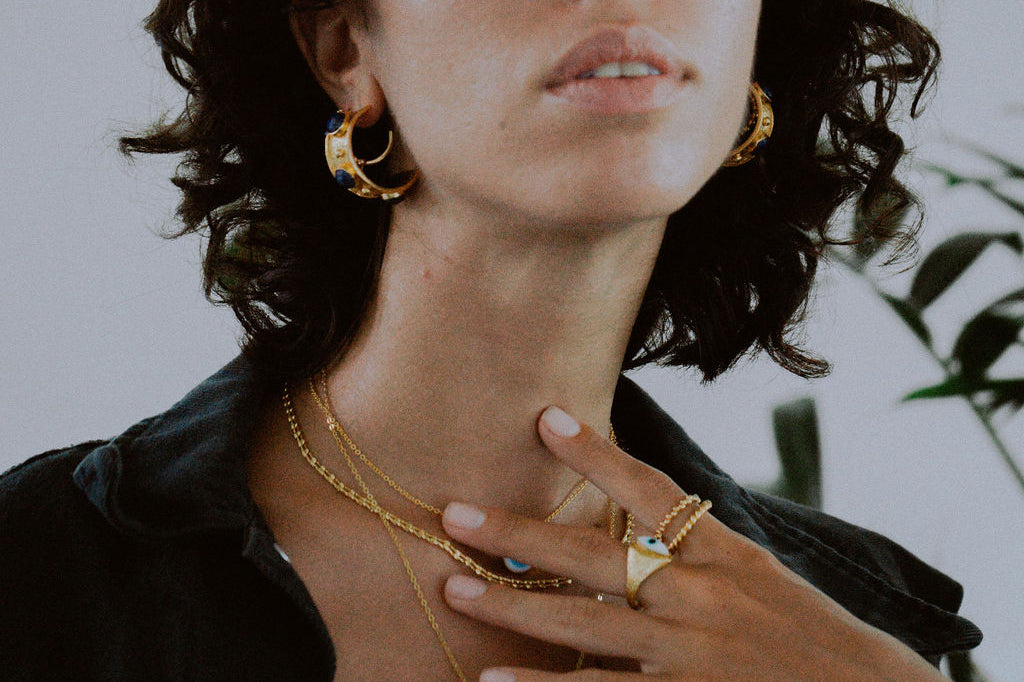 Della Lapis Hoop Earrings | Sustainable Jewellery by Ottoman Hands