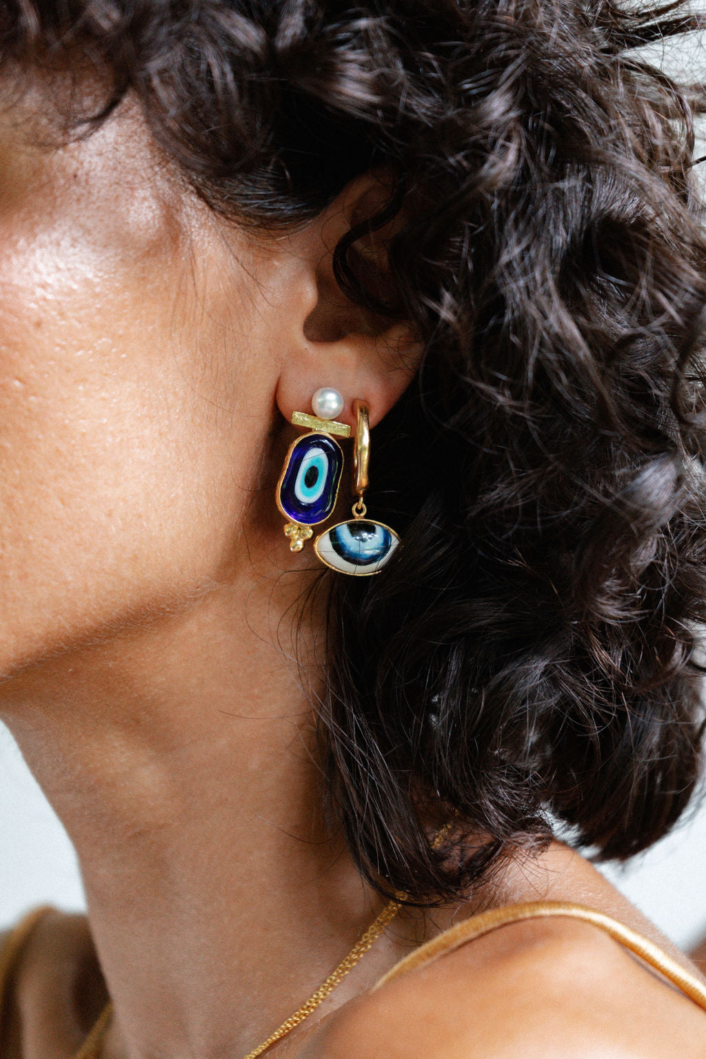 Amelia Evil Eye Pearl Stud Earrings | Sustainable Jewellery by Ottoman Hands