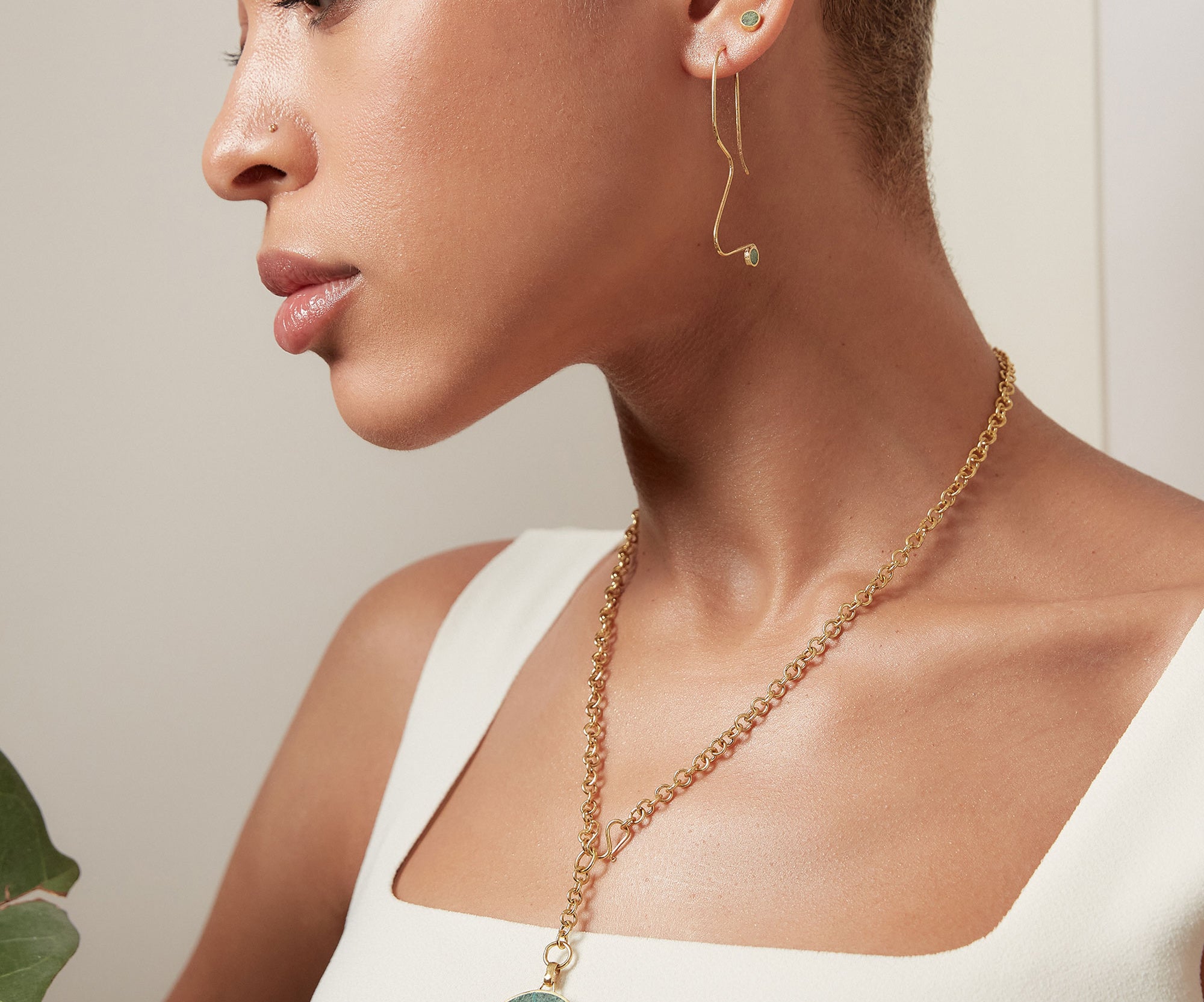 Nila Chrysocolla Squiggle Stud Earrings | Sustainable Jewellery by Ottoman Hands