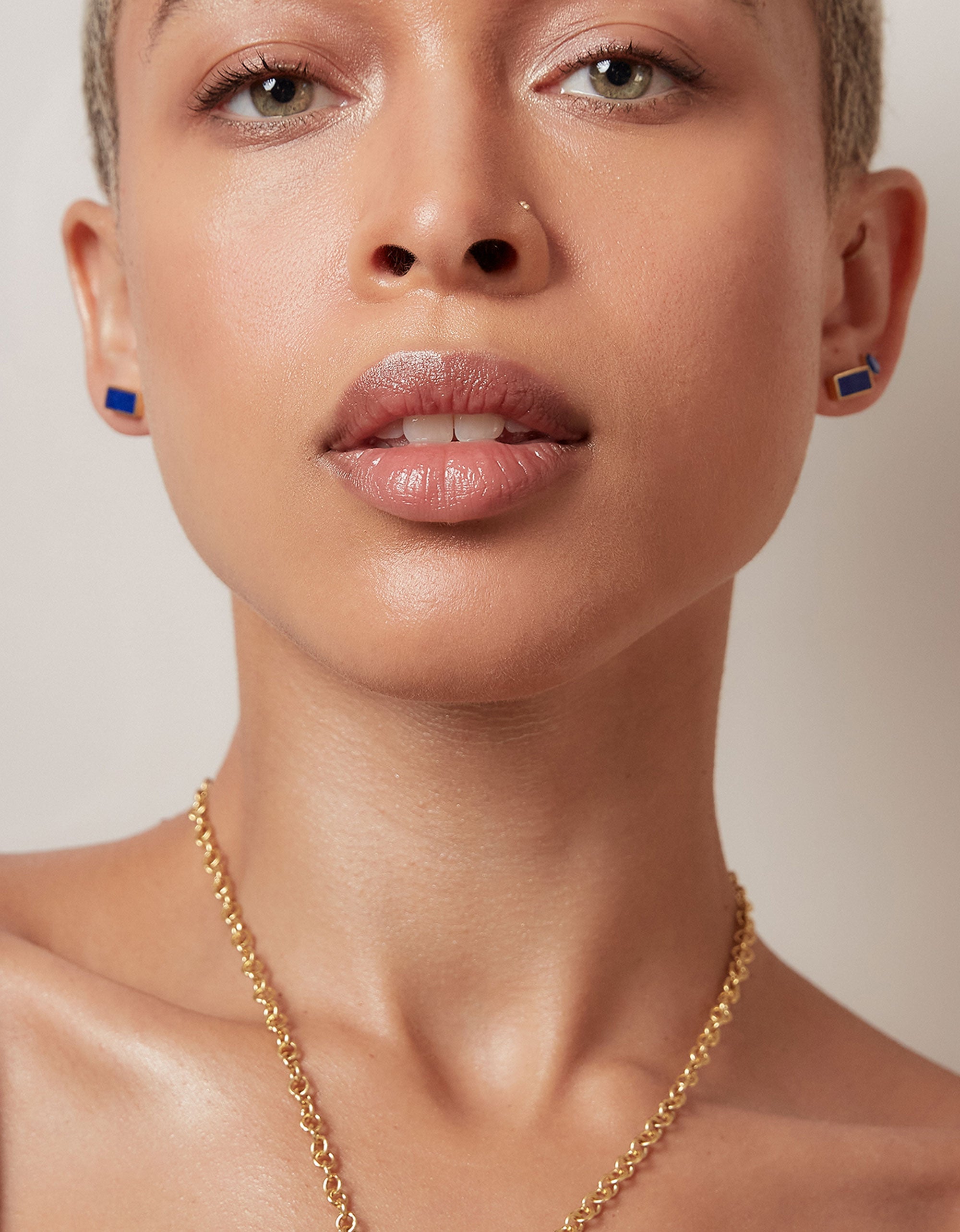 Sarai Lapis Rectangle Stud Earrings | Sustainable Jewellery by Ottoman Hands