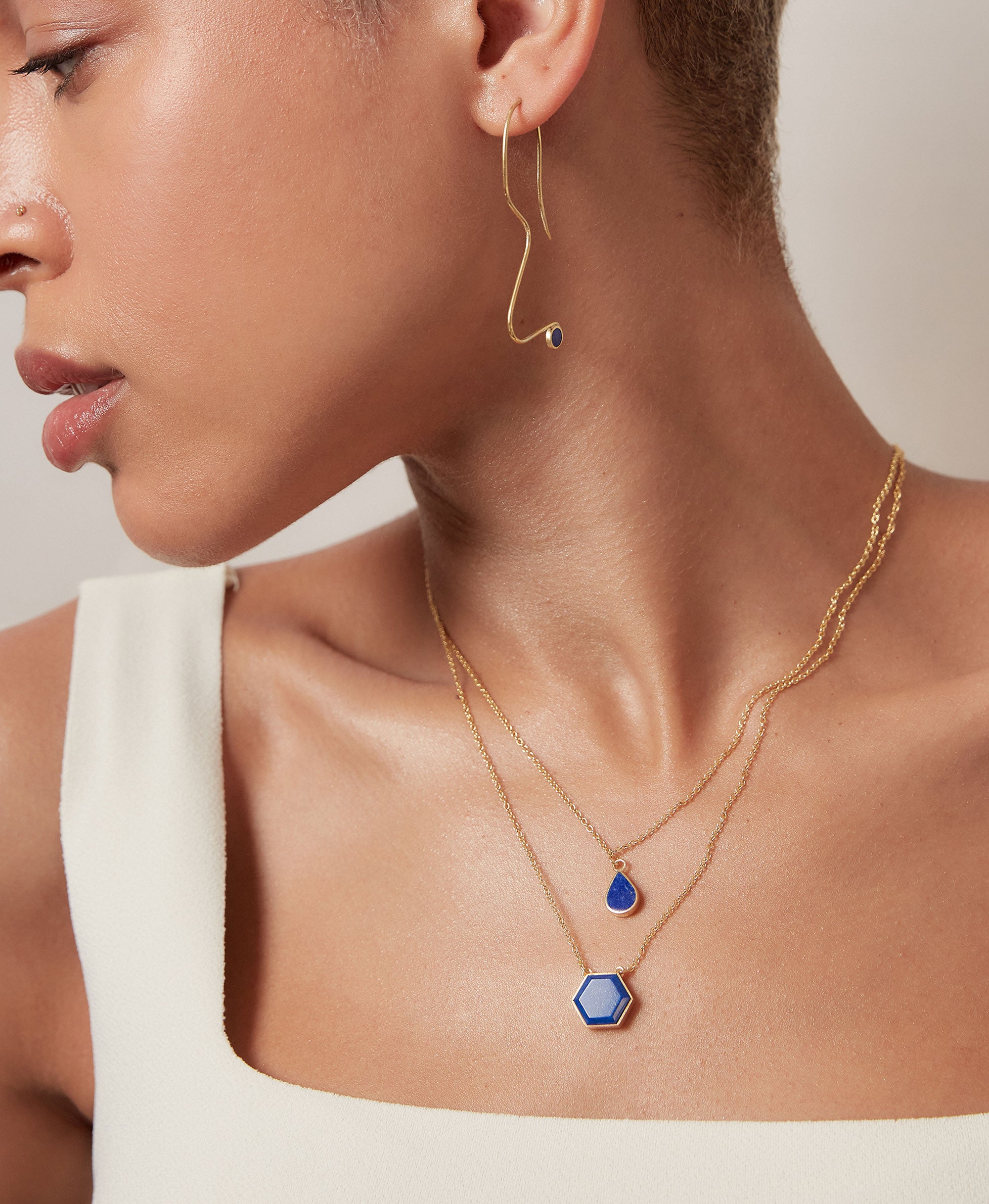 Seran Lapis Hexagon Pendant Necklace | Sustainable Jewellery by Ottoman Hands