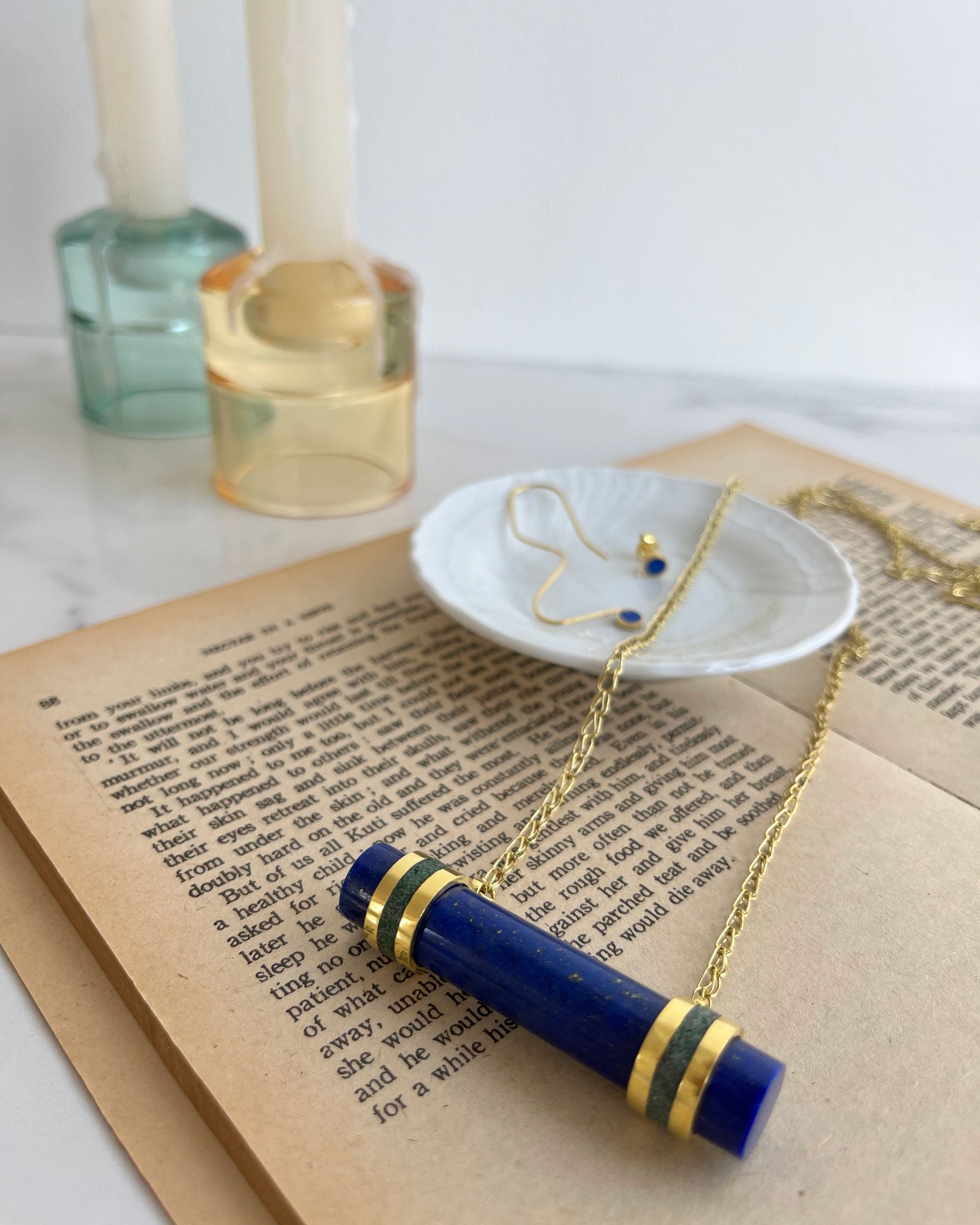 Tala Lapis Bar Pendant Necklace | Sustainable Jewellery by Ottoman Hands