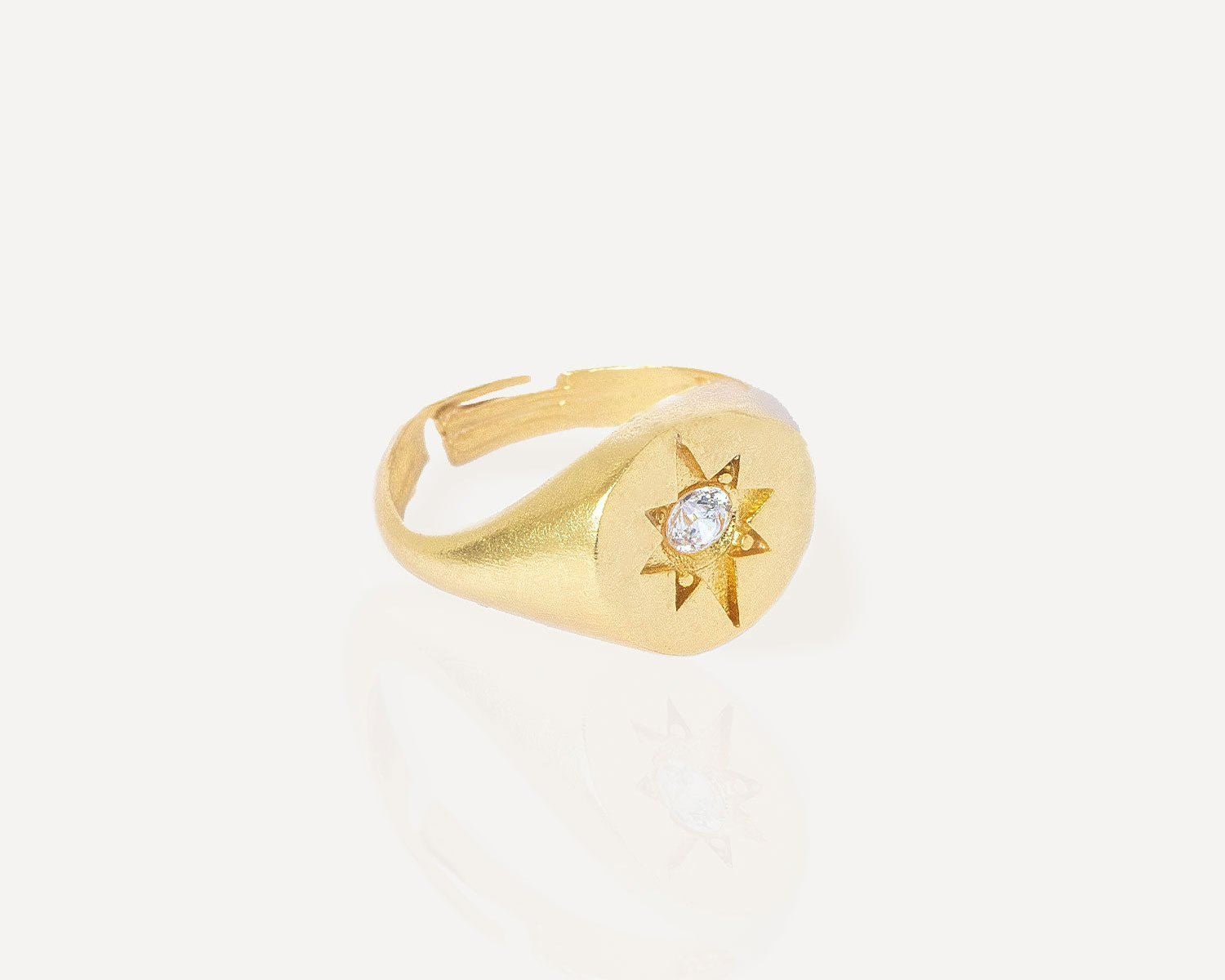 Shining Star Gold Signet Ring | Sustainable Jewellery by Ottoman Hands