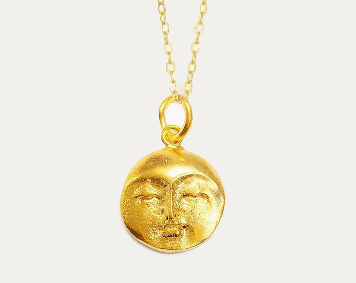 Moon Face Gold Pendant Necklace | Sustainable Jewellery by Ottoman Hands
