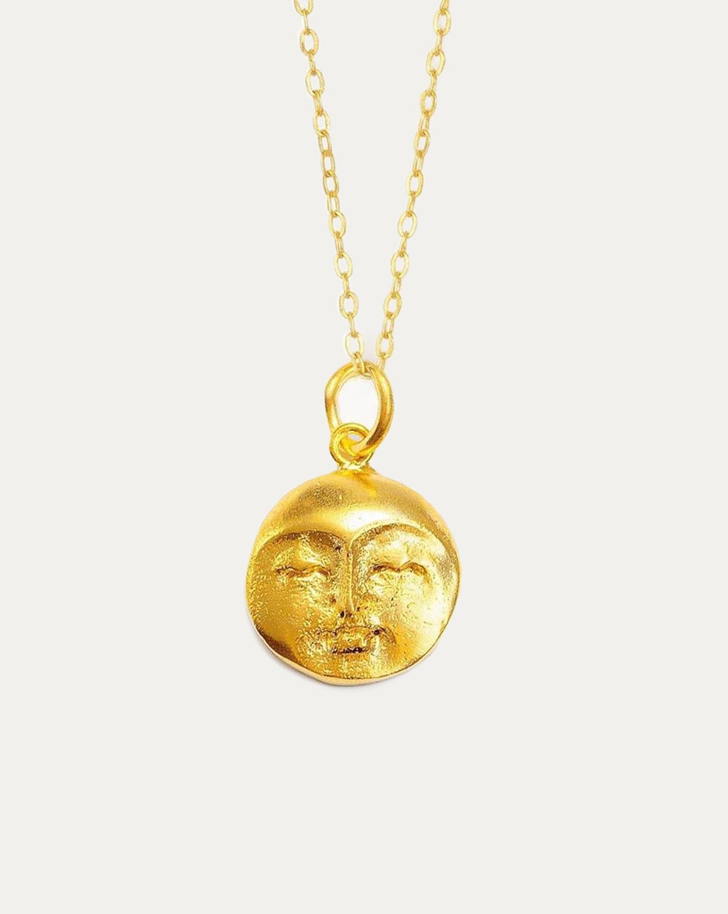 Moon Face Gold Pendant Necklace | Sustainable Jewellery by Ottoman Hands