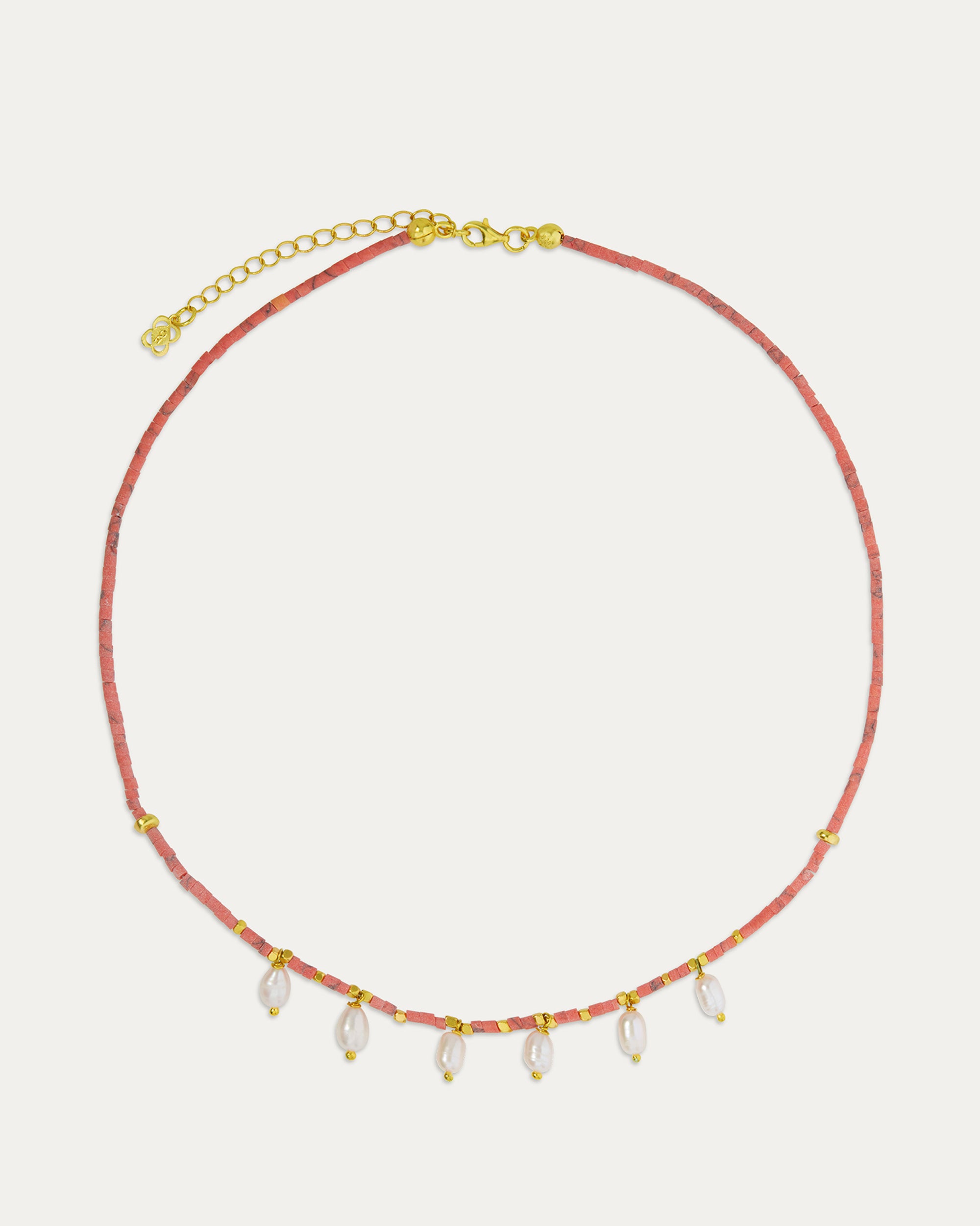 Stella Pearl and Orange Beaded Necklace | Sustainable Jewellery by Ottoman Hands