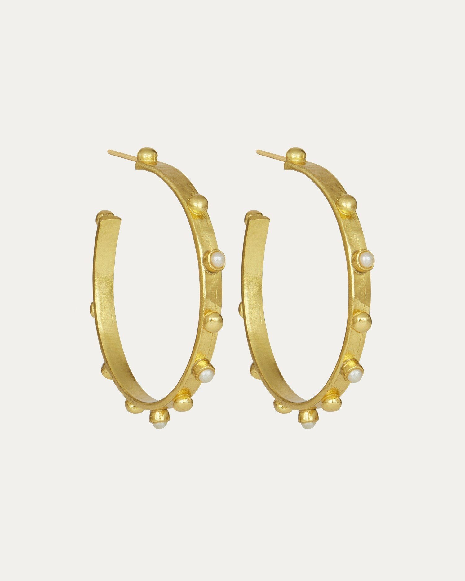 Tanrica Large Hoop Earrings with Pearl Beads | Sustainable Jewellery by Ottoman Hands