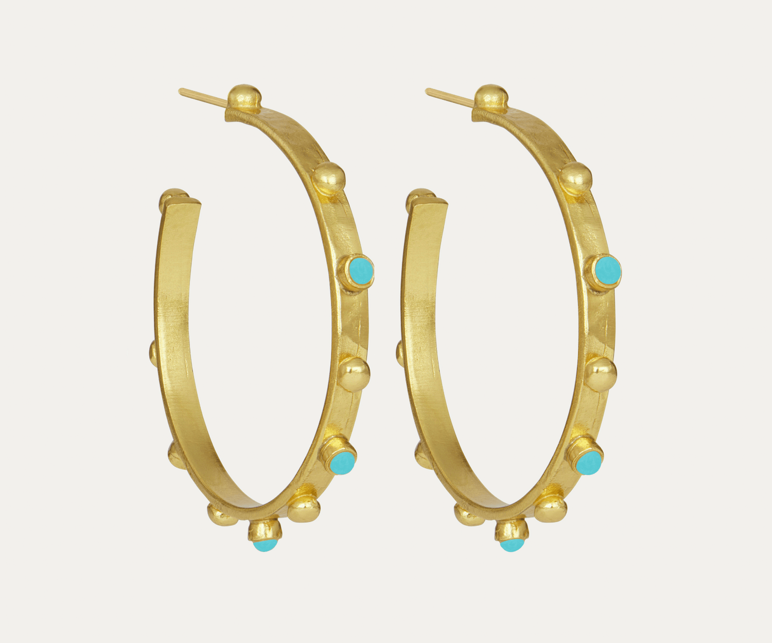 Tanrica Large Hoop Earrings with Turquoise Beads | Sustainable Jewellery by Ottoman Hands