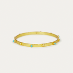 Tanrica Gold Bangle Bracelet with Turquoise Beads | Sustainable Jewellery by Ottoman Hands
