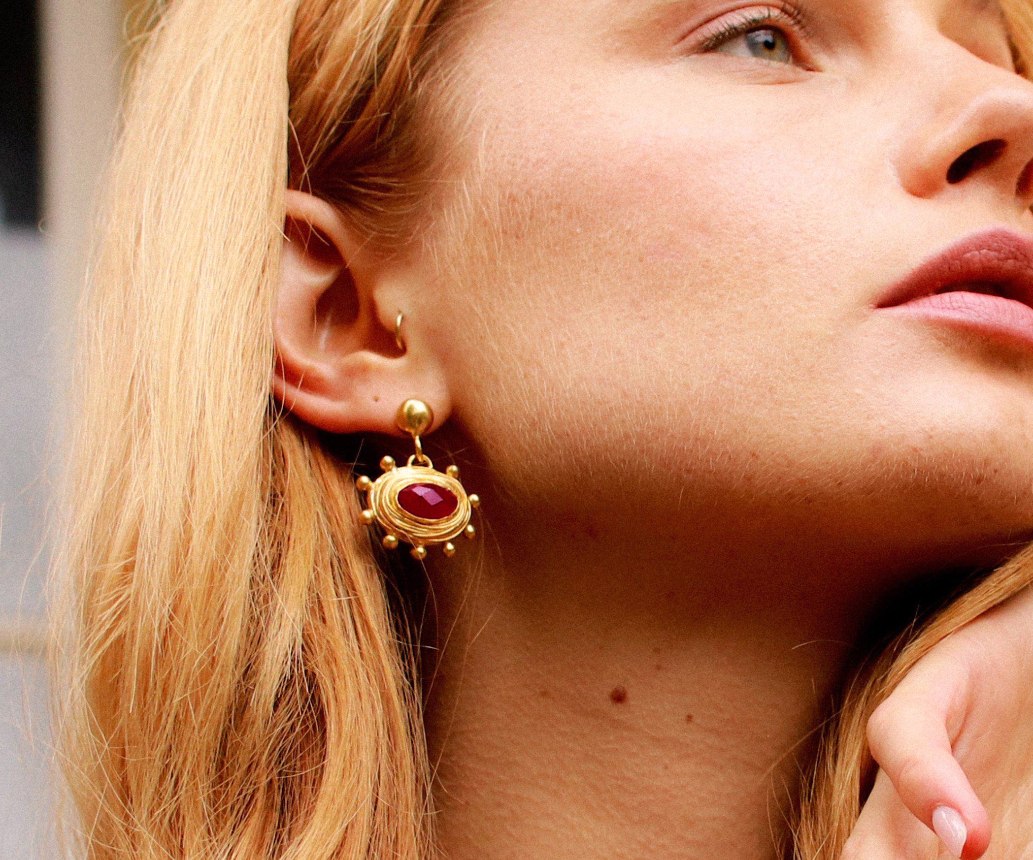 Zand Ruby Drop Earrings | Sustainable Jewellery by Ottoman Hands